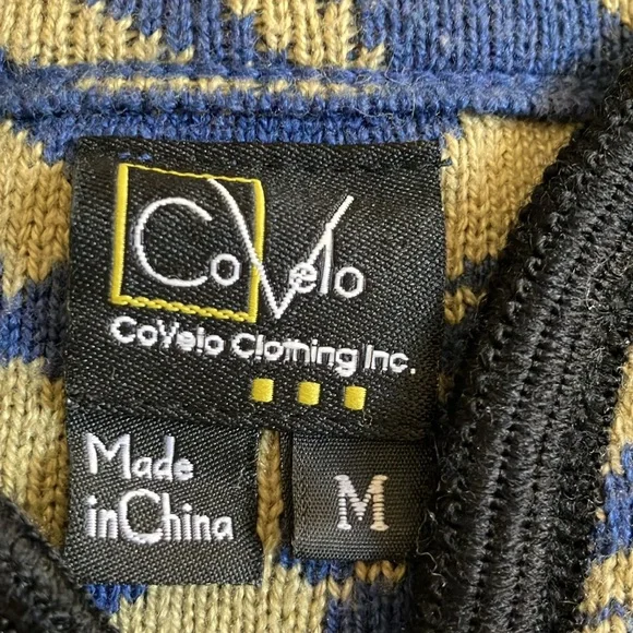 Covelo Silk/Wool/Cotton Blend Sweater Blue/Yellow Size M - Picture 10 of 11